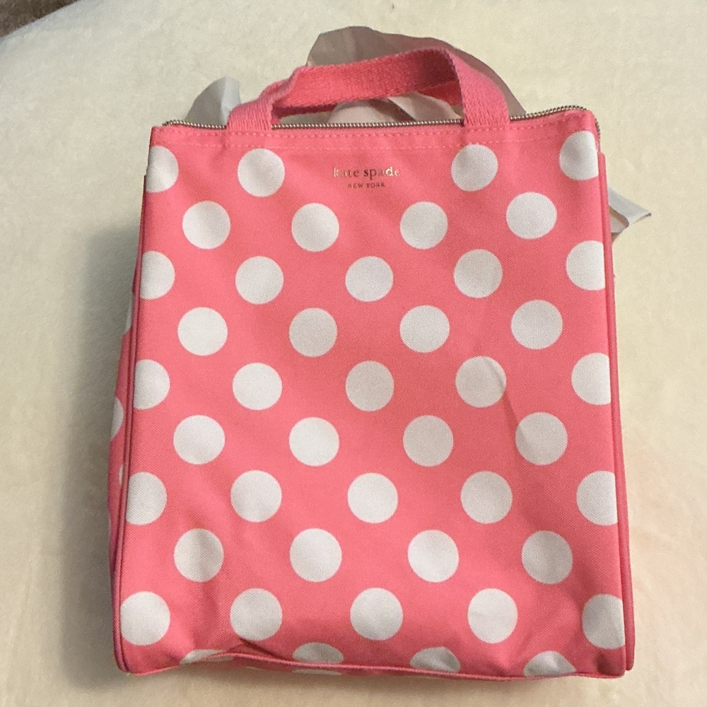 Kate Spade Pink and White Polka Dot lunch bag